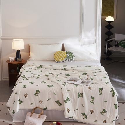 91家纺网 家纺一手货源 找家纺 帕拉美拉 2025新款直播供货针织棉印花夏被萌动鳄鱼