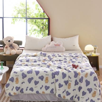 91家纺网 家纺一手货源 找家纺 帕拉美拉 2025新款直播供货针织棉印花夏被奶油兔