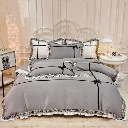 91家纺网 家纺一手货源 找家纺 总花香四季 2023新款 水洗真丝蝴蝶结系列四件套