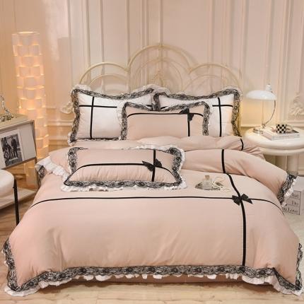 91家纺网 家纺一手货源 找家纺 总花香四季 2023新款 水洗真丝蝴蝶结系列四件套