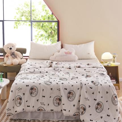 91家纺网 家纺一手货源 找家纺 帕拉美拉 2025新款直播供货针织棉印花夏被天使爱美丽