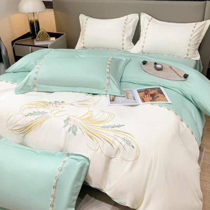 91家纺网 家纺一手货源 找家纺 （总）二八年华 2024水洗真丝立体刺绣花边四件套-专版花型