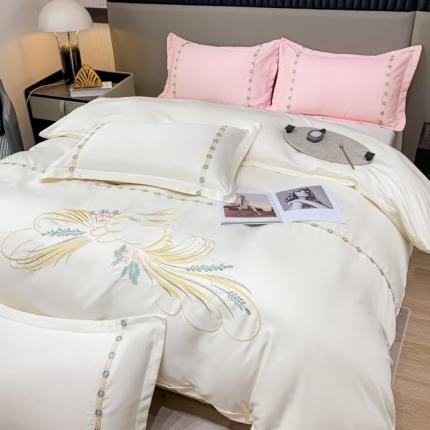 91家纺网 家纺一手货源 找家纺 （总）二八年华 2024水洗真丝立体刺绣花边四件套-专版花型