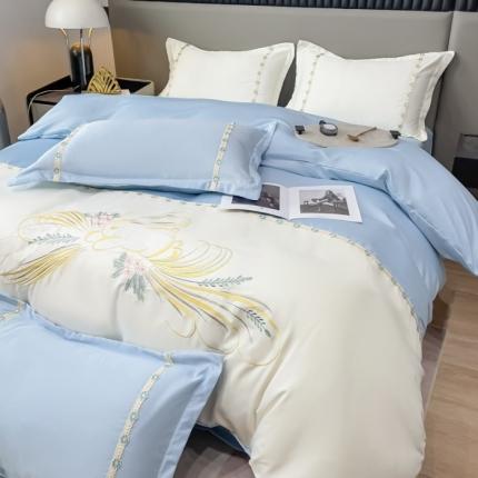 91家纺网 家纺一手货源 找家纺 （总）二八年华 2024水洗真丝立体刺绣花边四件套-专版花型