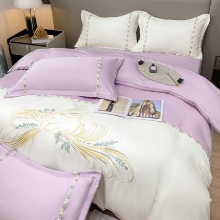 91家纺网 家纺一手货源 找家纺 （总）二八年华 2024水洗真丝立体刺绣花边四件套-专版花型