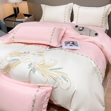 91家纺网 家纺一手货源 找家纺 （总）二八年华 2024水洗真丝立体刺绣花边四件套-专版花型