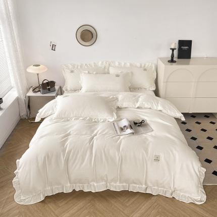 91家纺网 家纺一手货源 找家纺 （总）雅萱 2023新款华夫格四件套-花边款