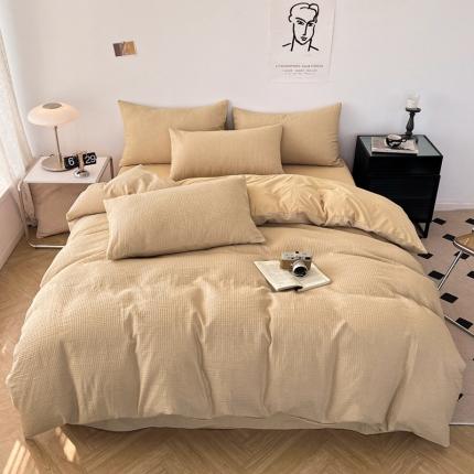 91家纺网 家纺一手货源 找家纺 雅萱 2023新款华夫格四件套-普通款 米驼