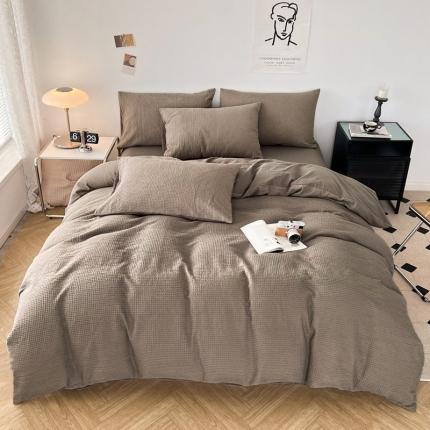 91家纺网 家纺一手货源 找家纺 雅萱 2023新款华夫格四件套-普通款 深灰