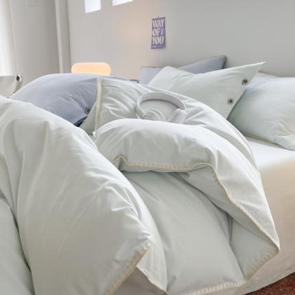 91家纺网 家纺一手货源 找家纺 （总）蜜柚 2024新款A类全棉40支纯色纽扣款水洗棉四件套