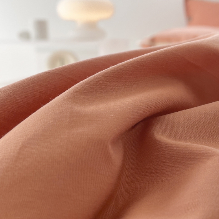 91家纺网 家纺一手货源 找家纺 蜜柚 2024新款A类全棉40支纯色纽扣款水洗棉四件套 爱马仕橙