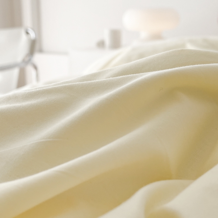 91家纺网 家纺一手货源 找家纺 蜜柚 2024新款A类全棉40支纯色纽扣款水洗棉四件套 奶昔白