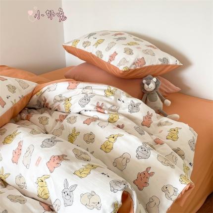 91家纺网 家纺一手货源 找家纺 (总) 顾里 2023新款针织棉双层纱四件套