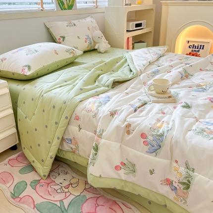 91家纺网 家纺一手货源 找家纺 瑞莱 2024新款13372全棉夏被四件套 夏被-魔菇屋