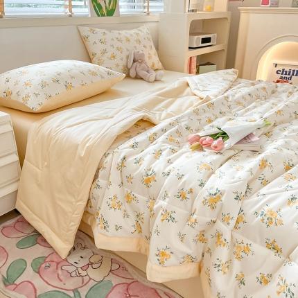 91家纺网 家纺一手货源 找家纺 瑞莱 2024新款13372全棉夏被四件套 夏被-茉莉花