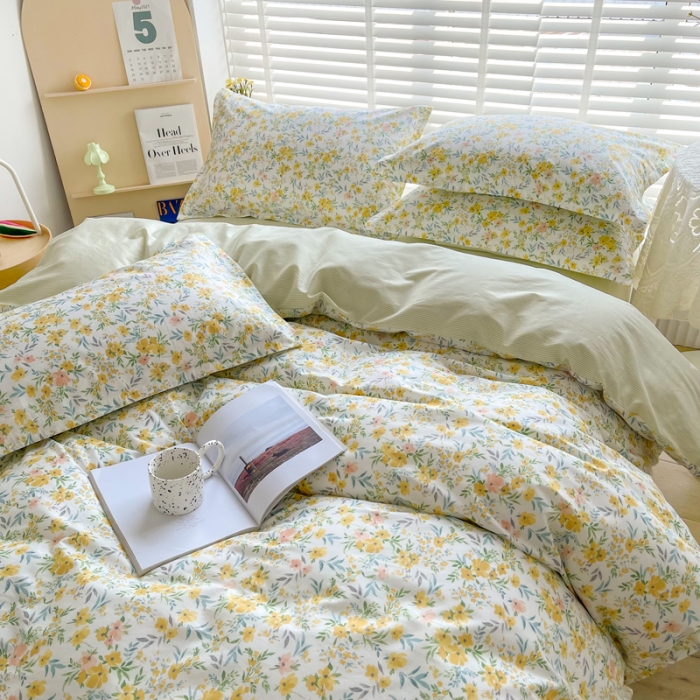 91家纺网 家纺一手货源 找家纺 柠馨 2023新款 13376全棉印花三件套学生季三件套多彩