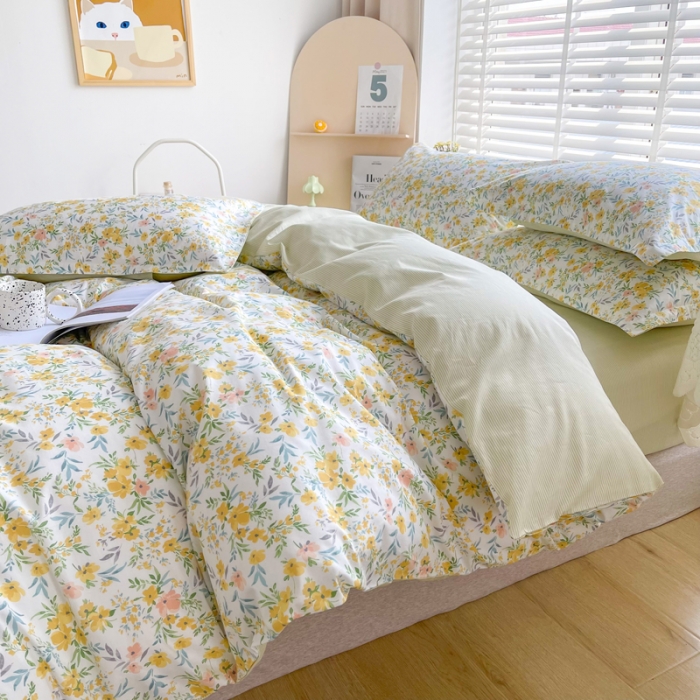 91家纺网 家纺一手货源 找家纺 柠馨 2023新款 13376全棉印花三件套学生季三件套多彩