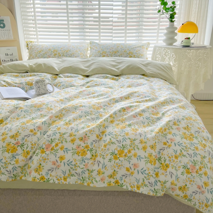 91家纺网 家纺一手货源 找家纺 柠馨 2023新款 13376全棉印花三件套学生季三件套多彩