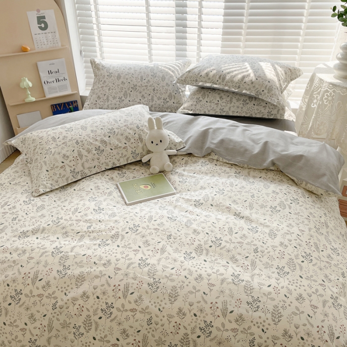 91家纺网 家纺一手货源 找家纺 柠馨 2023新款 13376全棉印花三件套学生季三件套丛林