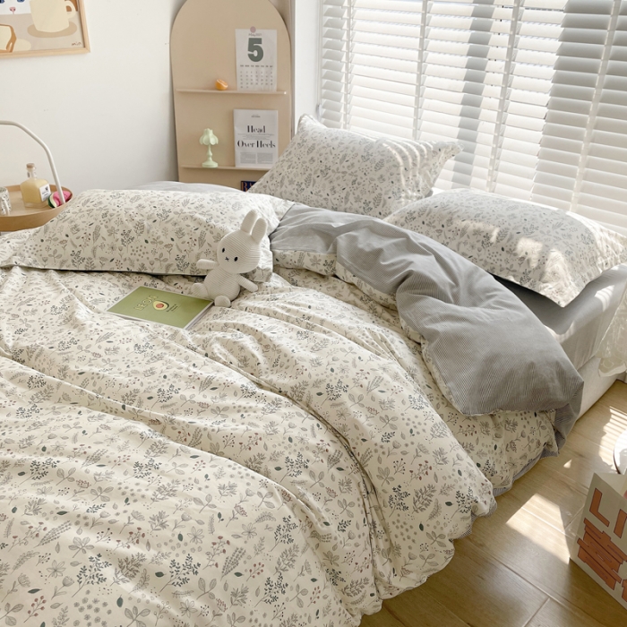 91家纺网 家纺一手货源 找家纺 柠馨 2023新款 13376全棉印花三件套学生季三件套丛林