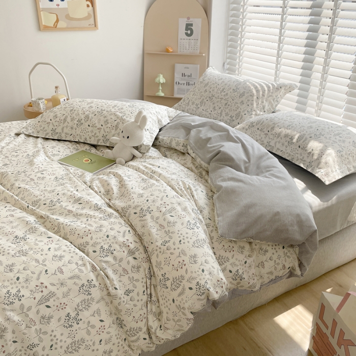 91家纺网 家纺一手货源 找家纺 柠馨 2023新款 13376全棉印花三件套学生季三件套丛林