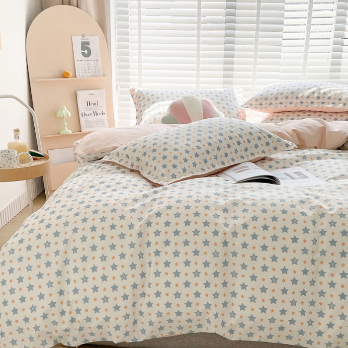 91家纺网 家纺一手货源 找家纺 柠馨 2023新款 13376全棉印花三件套学生季三件套星光灿烂