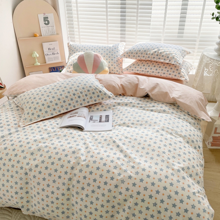 91家纺网 家纺一手货源 找家纺 柠馨 2023新款 13376全棉印花三件套学生季三件套星光灿烂