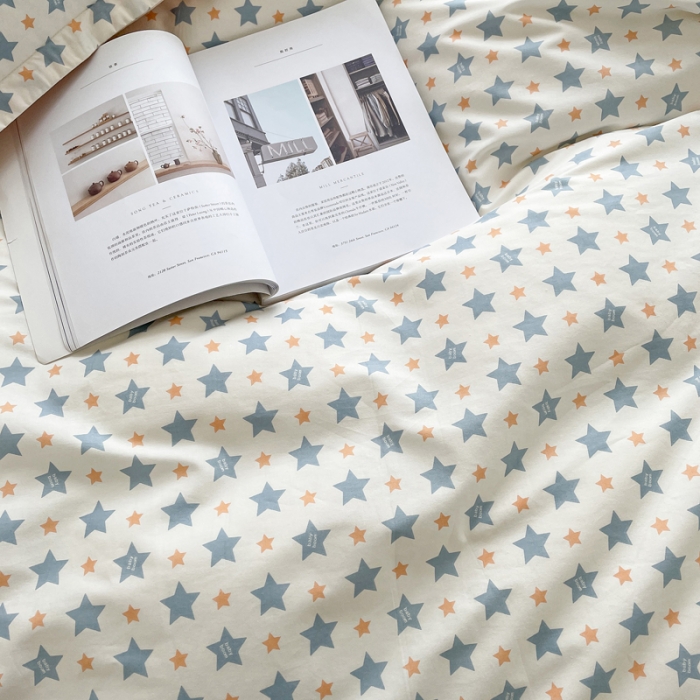 91家纺网 家纺一手货源 找家纺 柠馨 2023新款 13376全棉印花三件套学生季三件套星光灿烂