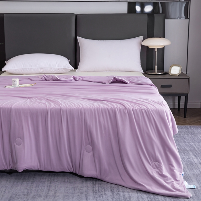 91家纺网 家纺一手货源 找家纺 恒科 2025新款冰淇淋凉感丝夏被 玫瑰紫