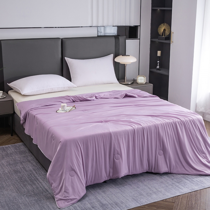 91家纺网 家纺一手货源 找家纺 恒科 2025新款冰淇淋凉感丝夏被 玫瑰紫