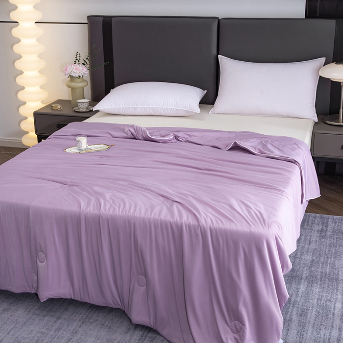 91家纺网 家纺一手货源 找家纺 恒科 2025新款冰淇淋凉感丝夏被 玫瑰紫