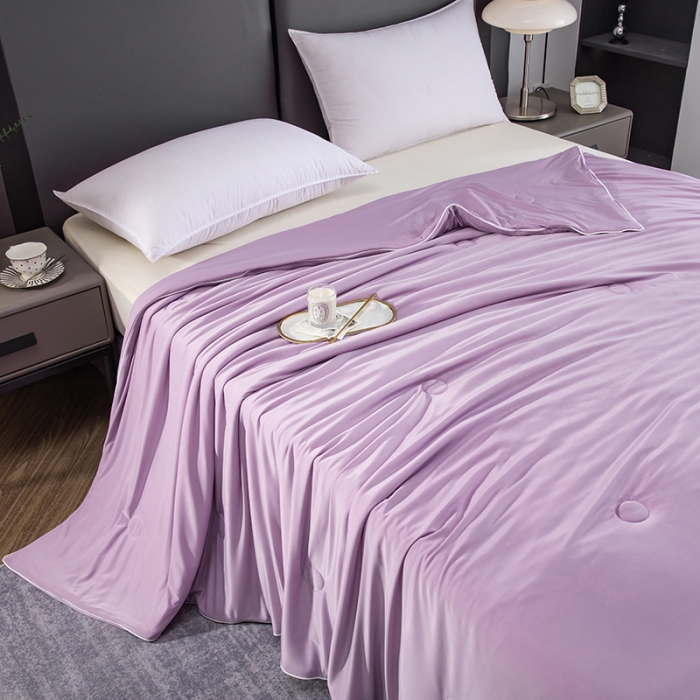 91家纺网 家纺一手货源 找家纺 恒科 2025新款冰淇淋凉感丝夏被 玫瑰紫