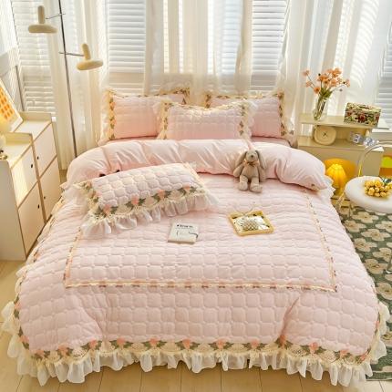 91家纺网 家纺一手货源 找家纺 （总）罗艺轩 2024新款夹棉床裙施华洛系列四件套