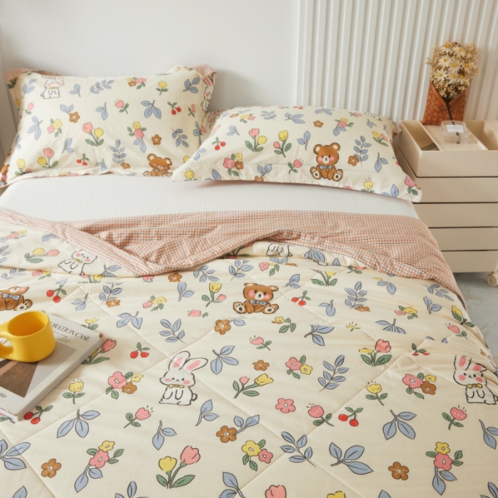 91家纺网 家纺一手货源 找家纺 总 梦初语2023新款里外100%纯棉印花新疆棉花夏被单人棉花被可机洗