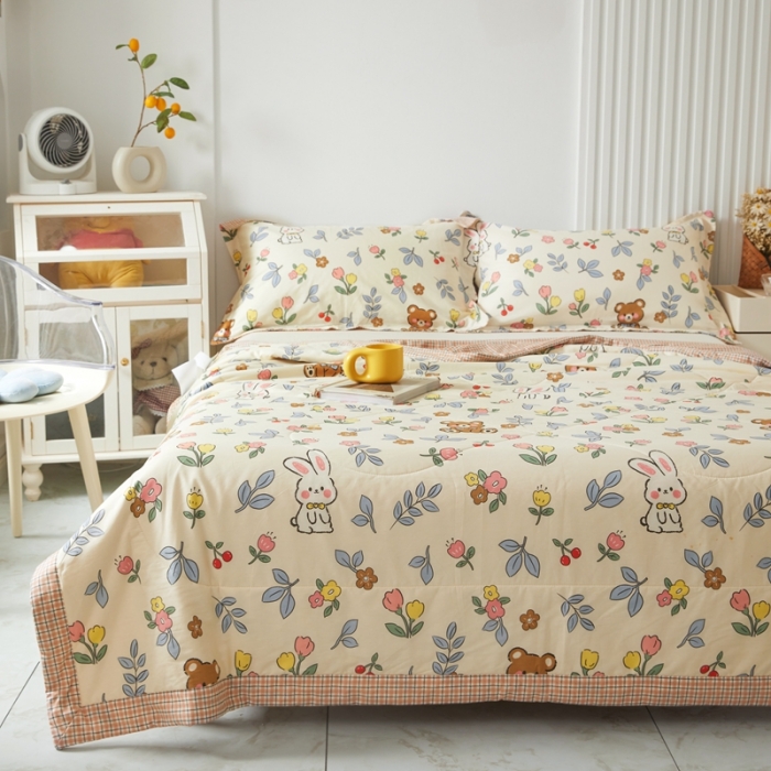 91家纺网 家纺一手货源 找家纺 总 梦初语2023新款里外100%纯棉印花新疆棉花夏被单人棉花被可机洗