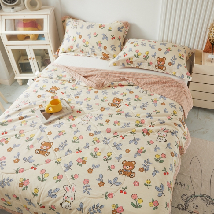 91家纺网 家纺一手货源 找家纺 总 梦初语2023新款里外100%纯棉印花新疆棉花夏被单人棉花被可机洗