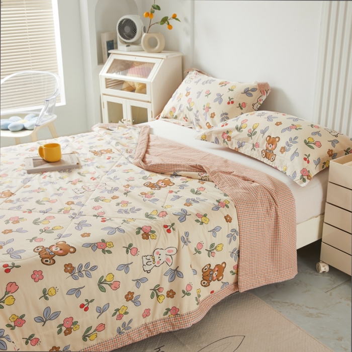 91家纺网 家纺一手货源 找家纺 总 梦初语2023新款里外100%纯棉印花新疆棉花夏被单人棉花被可机洗