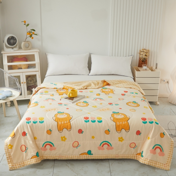 91家纺网 家纺一手货源 找家纺 2023里外100%纯棉印花新疆棉花夏被单人棉花被可机洗 太空熊