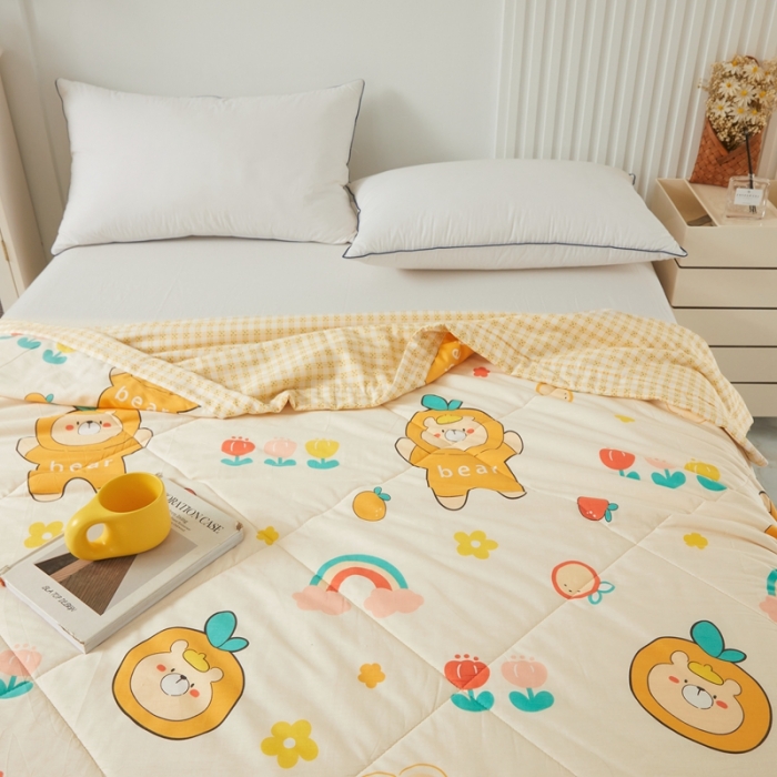 91家纺网 家纺一手货源 找家纺 2023里外100%纯棉印花新疆棉花夏被单人棉花被可机洗 太空熊