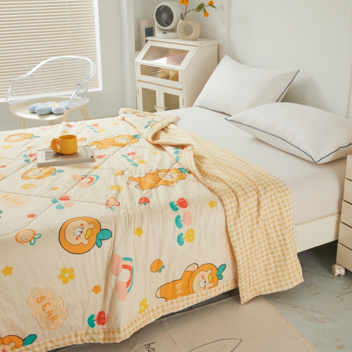 91家纺网 家纺一手货源 找家纺 2023里外100%纯棉印花新疆棉花夏被单人棉花被可机洗 太空熊