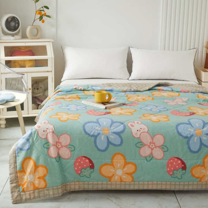 91家纺网 家纺一手货源 找家纺 2023里外100%纯棉印花新疆棉花夏被单人棉花被可机洗 水墨花开