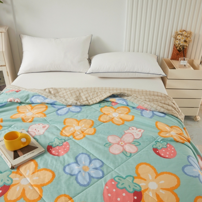 91家纺网 家纺一手货源 找家纺 2023里外100%纯棉印花新疆棉花夏被单人棉花被可机洗 水墨花开