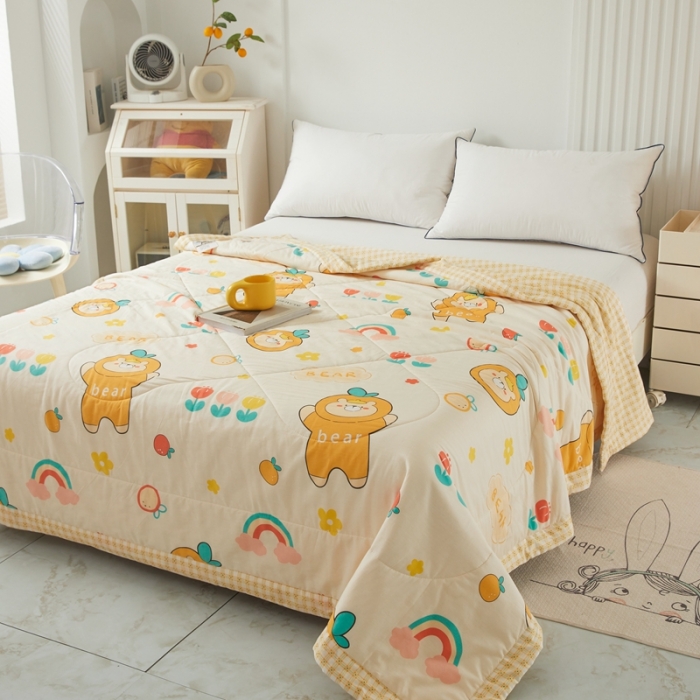 91家纺网 家纺一手货源 找家纺 2023里外100%纯棉印花新疆棉花夏被单人棉花被可机洗 太空熊