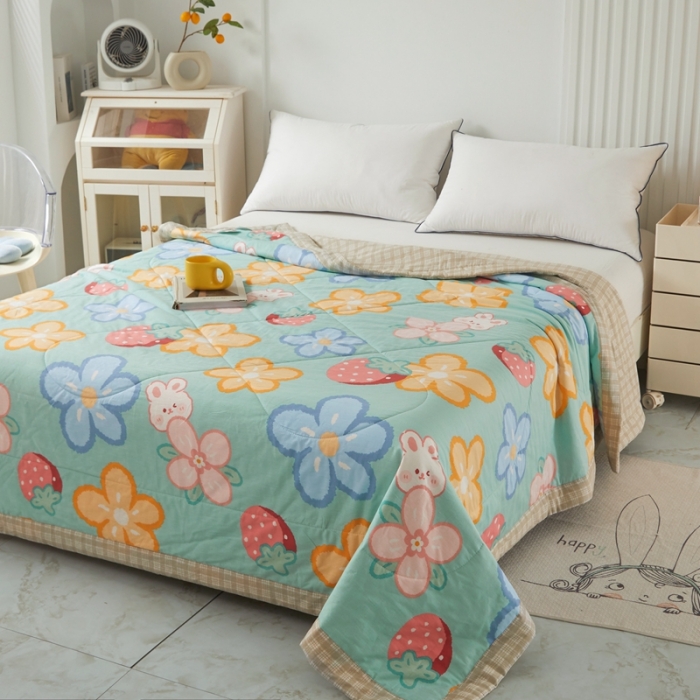 91家纺网 家纺一手货源 找家纺 2023里外100%纯棉印花新疆棉花夏被单人棉花被可机洗 水墨花开