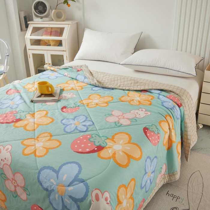 91家纺网 家纺一手货源 找家纺 2023里外100%纯棉印花新疆棉花夏被单人棉花被可机洗 水墨花开