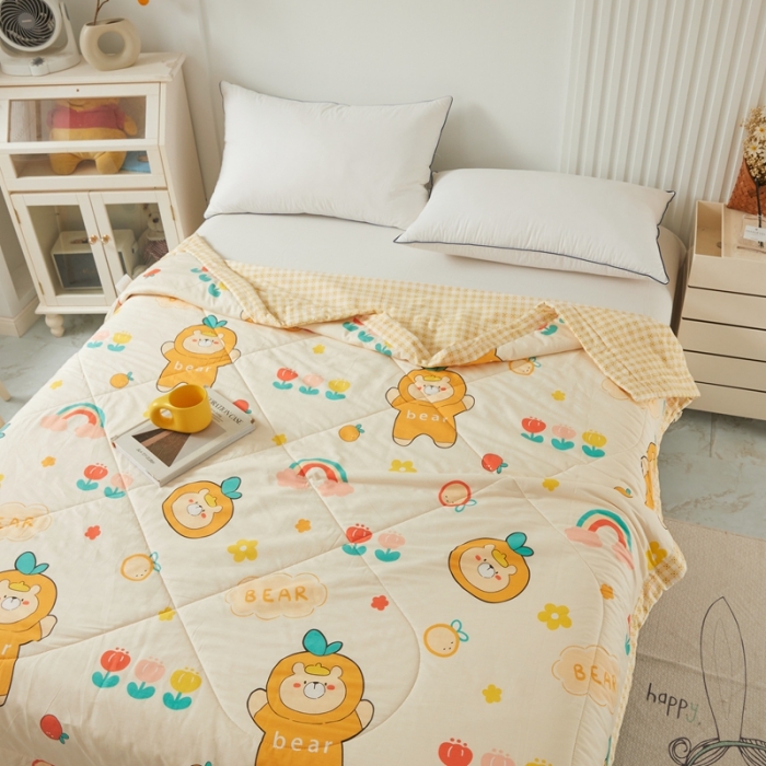 91家纺网 家纺一手货源 找家纺 2023里外100%纯棉印花新疆棉花夏被单人棉花被可机洗 太空熊