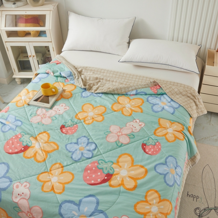 91家纺网 家纺一手货源 找家纺 2023里外100%纯棉印花新疆棉花夏被单人棉花被可机洗 水墨花开