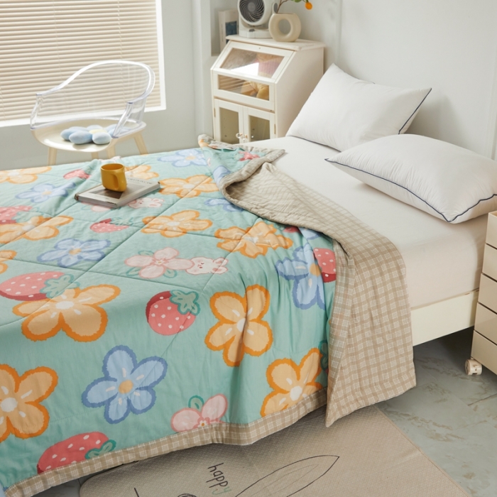 91家纺网 家纺一手货源 找家纺 2023里外100%纯棉印花新疆棉花夏被单人棉花被可机洗 水墨花开