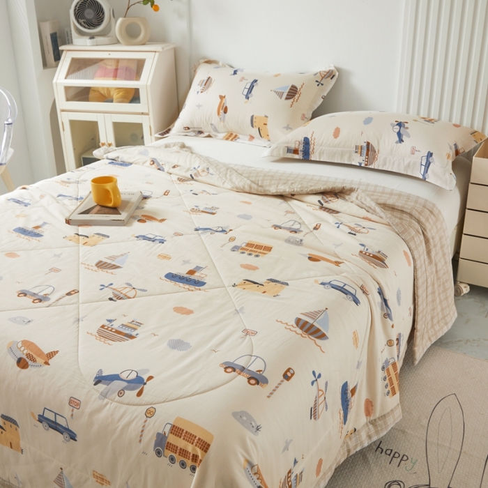 91家纺网 家纺一手货源 找家纺 2023里外100%纯棉印花新疆棉花夏被单人棉花被可机洗 汽车乐园-米