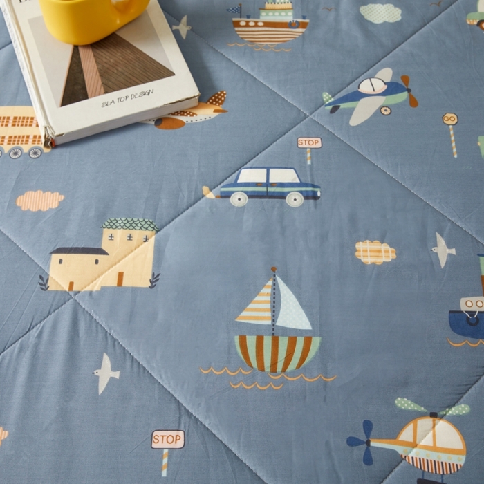 91家纺网 家纺一手货源 找家纺 2023里外100%纯棉印花新疆棉花夏被单人棉花被可机洗 汽车乐园-兰